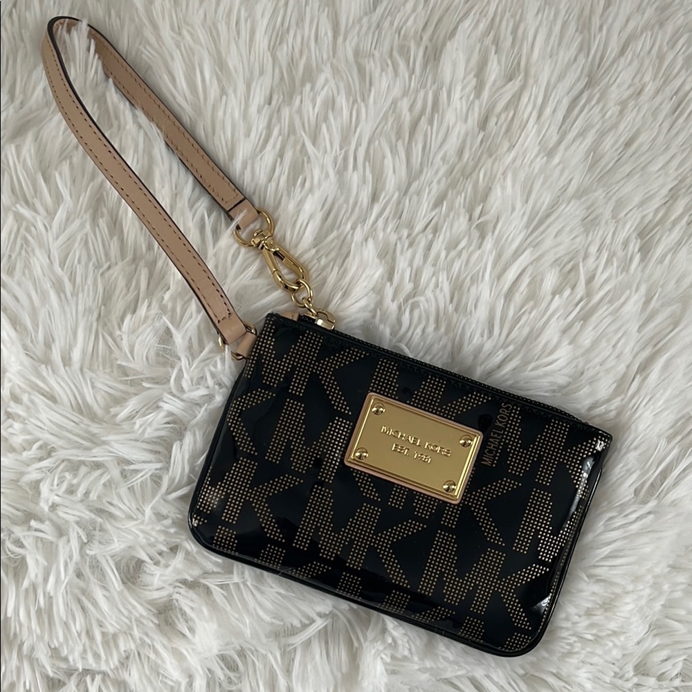 Michael Kors Black and Gold Wristlet